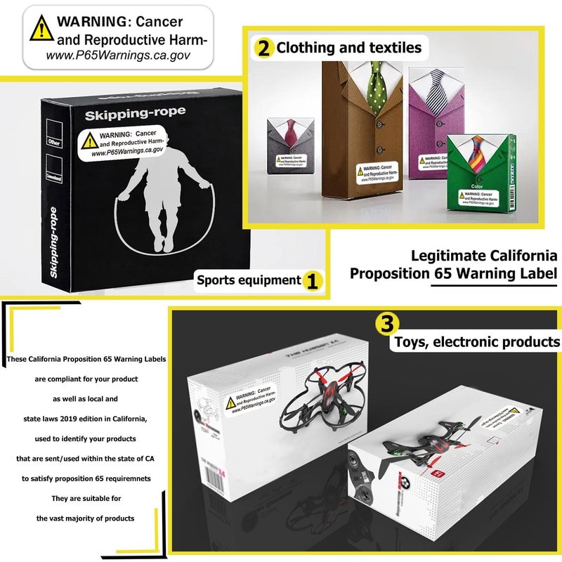 Well Tile California Proposition 65 Warning Labels 500/Roll - California Cancer and Reproductive Harm Sign Labels - 1/2 X 3/2 Inch CA Notice Stickers for Cancer and Birth Defects (Yellow, 1/2 X 3/2 Inch) - Image 3